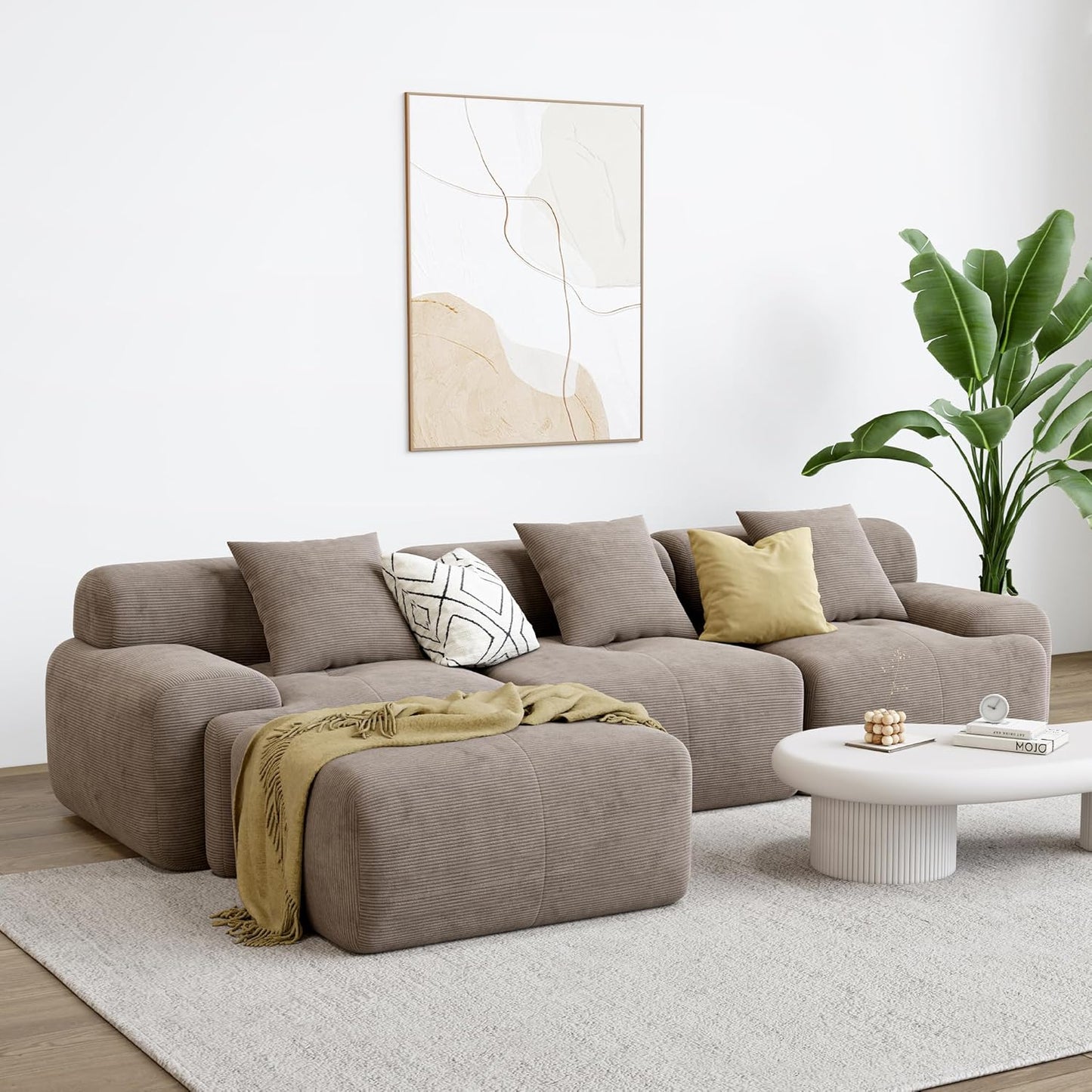 118" Modern L-Shaped Modular Sectional Sofa