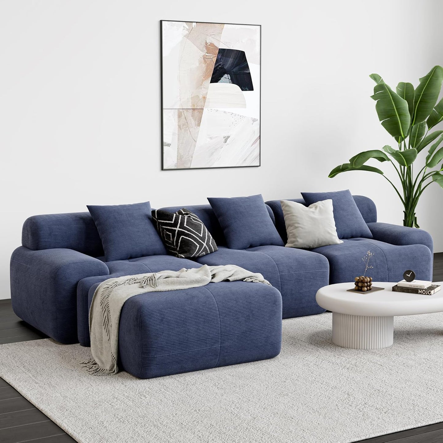 118" Modern L-Shaped Modular Sectional Sofa