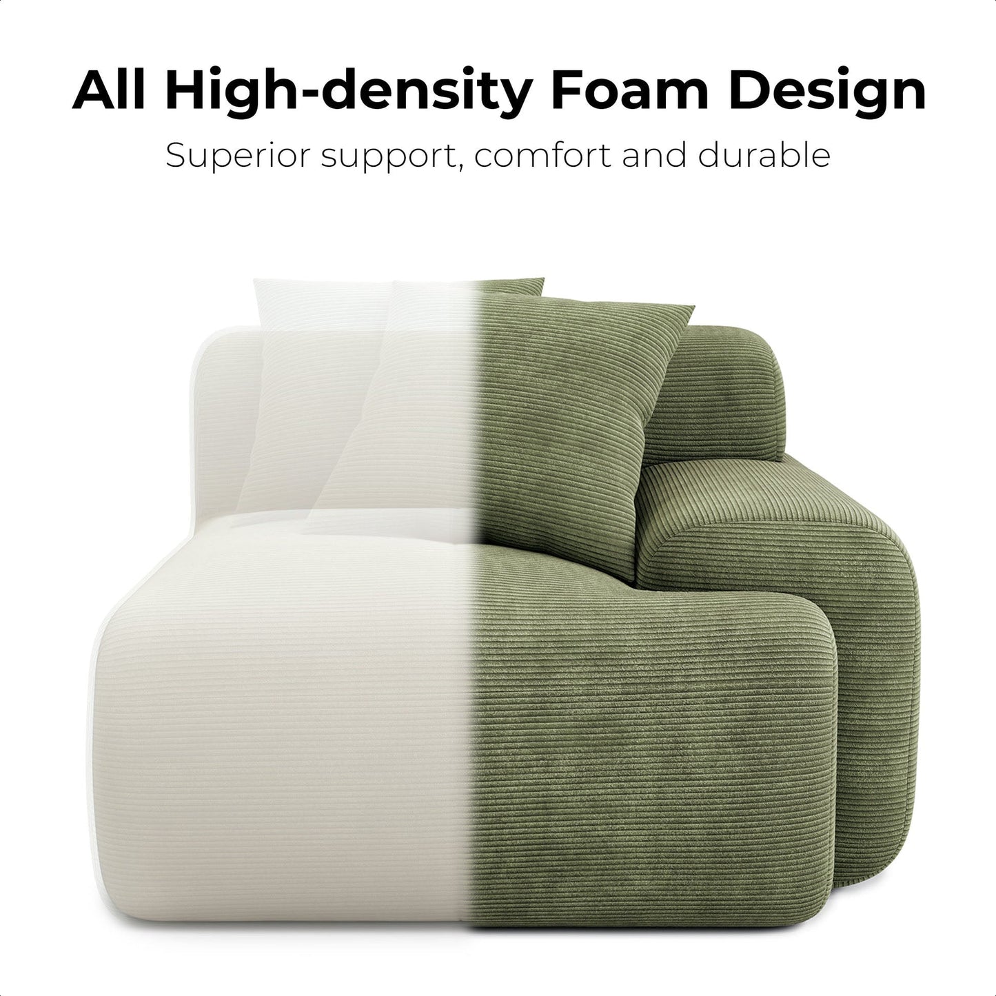 118" Modern L-Shaped Modular Sectional Sofa