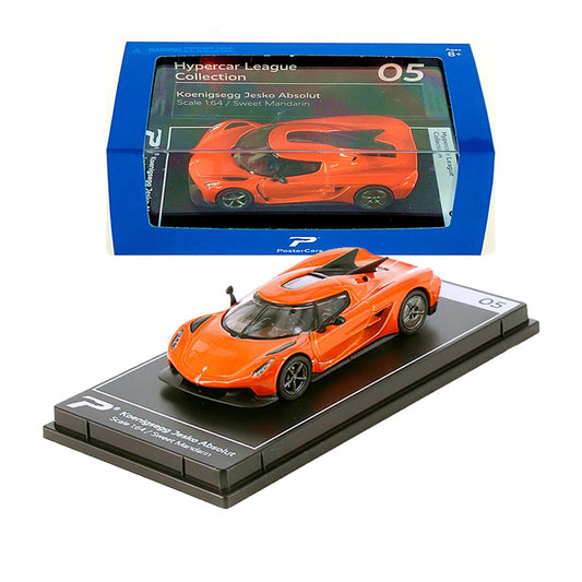 PosterCars 1:64 Koenigsegg Jesko Absolut 05 – Sweet Mandarin Acrylic Box | Hypercar League Collection Diecast Model