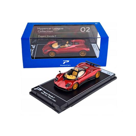 PosterCars Pagani Zonda F with Acrylic Box – Rosso Dubai Red (1:64) Diecast Car Model #2