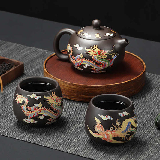 Dragon Phoenix Chengxiang Teapot Tea Set Purple Clay Changes Color Creative Kung Fu Teapot