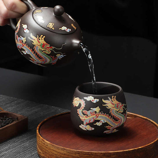 Dragon Phoenix Chengxiang Teapot Tea Set Purple Clay Changes Color Creative Kung Fu Teapot