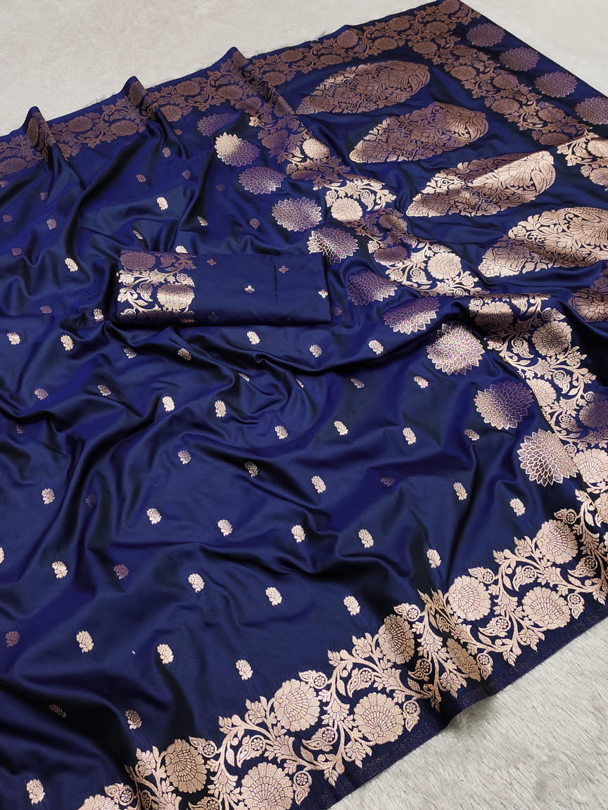 Viral and Trending Queen Banarasi Silk Saree With Blouse Piece