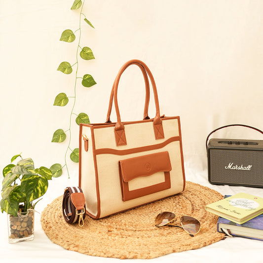 Canvas Book Tote - Tan