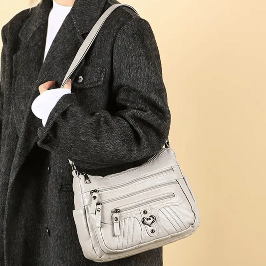 ( BUY 1 GET 1 FREE )Perfect Soft Vegan Leather Vintage Crossbody Bag