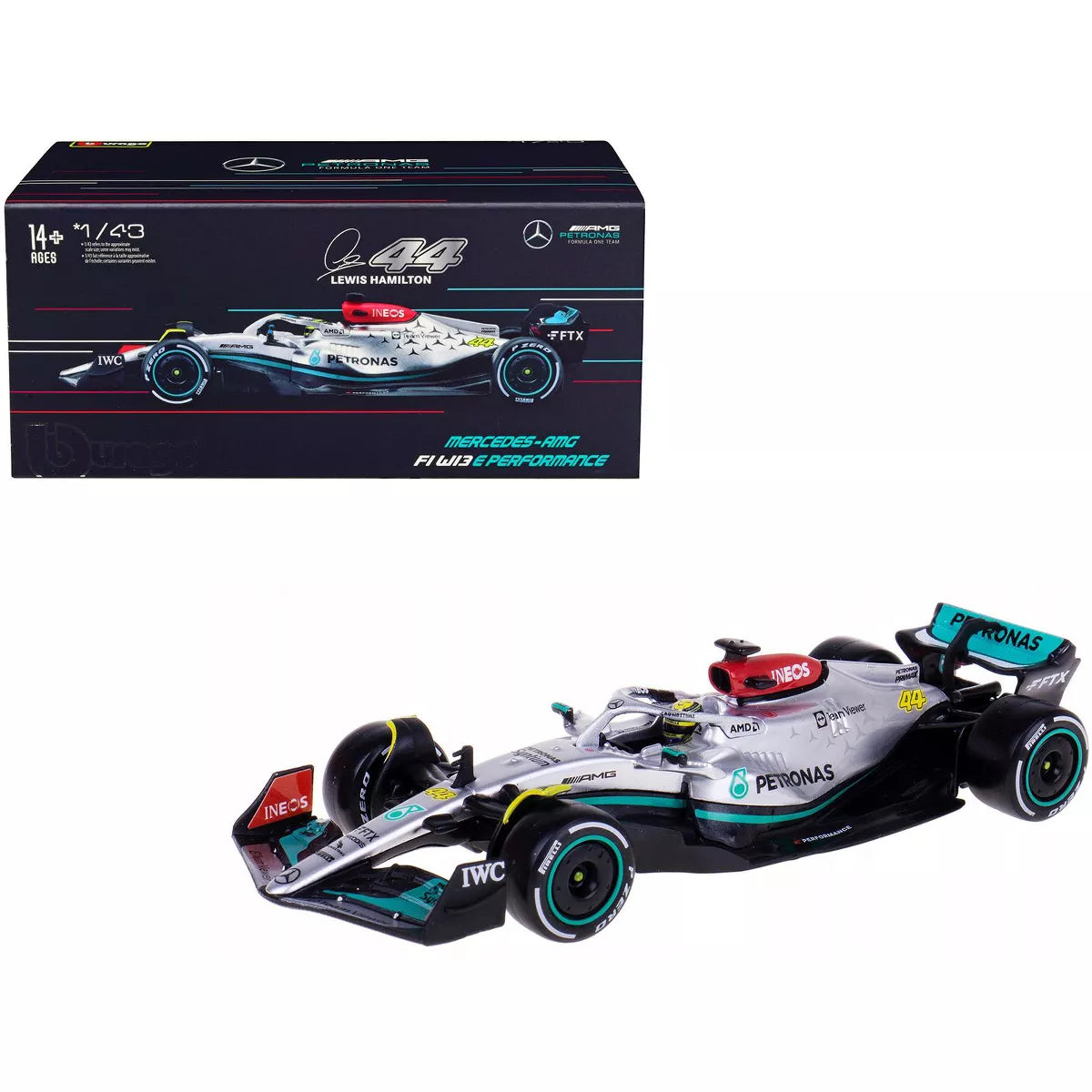 1:43 Mercedes AMG 2022 W13 Hamilton #44 Russell #63