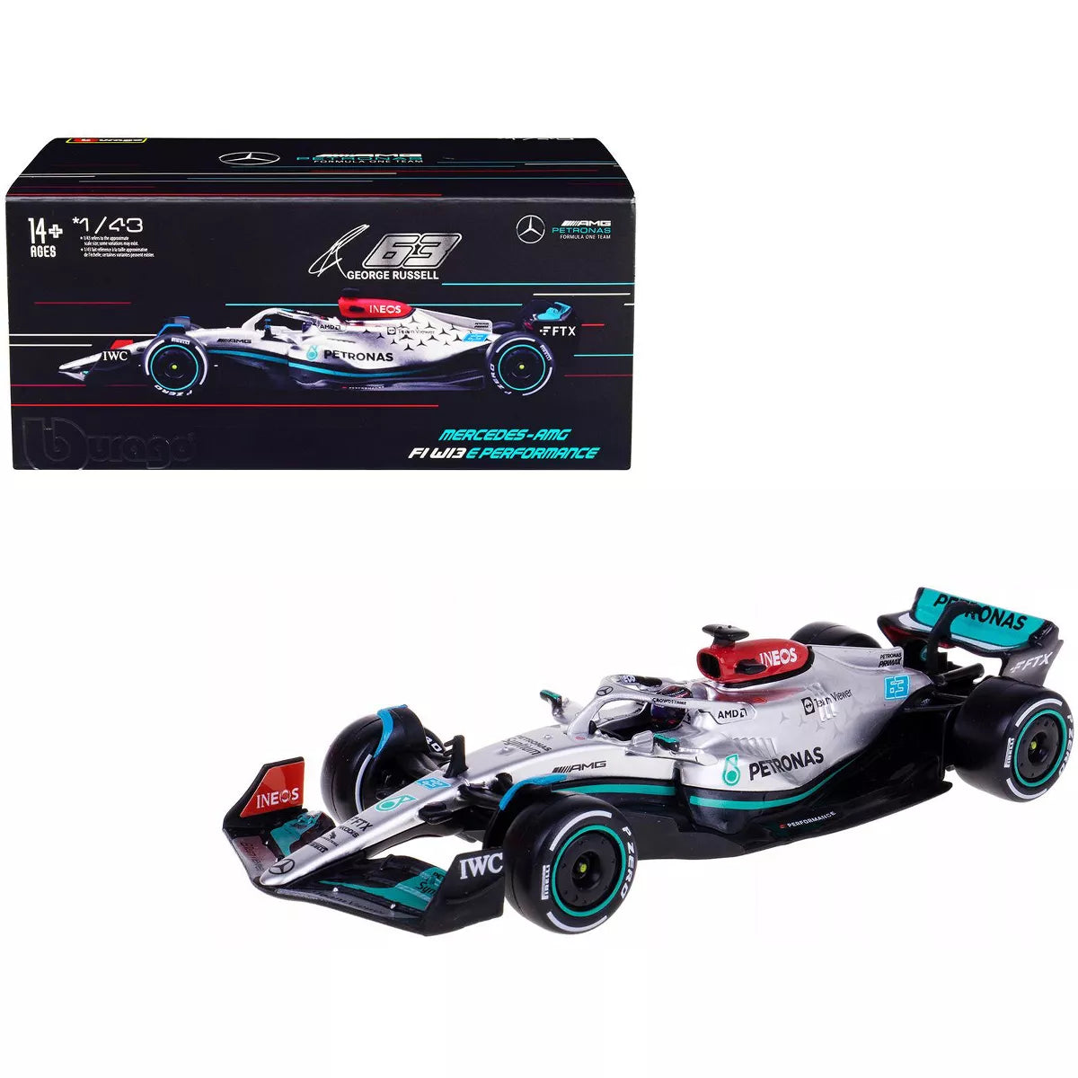 1:43 Mercedes AMG 2022 W13 Hamilton #44 Russell #63