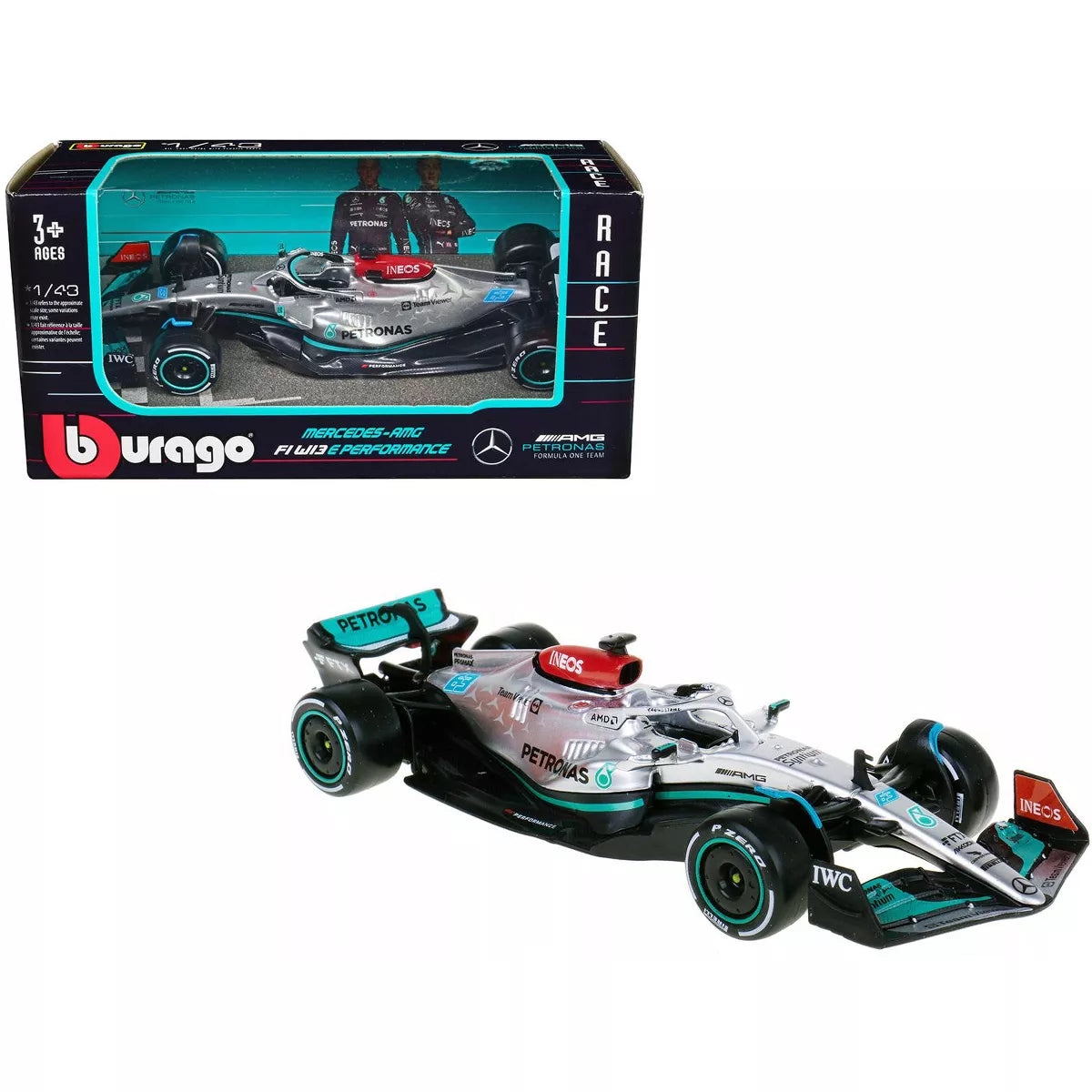 1:43 Mercedes AMG 2022 W13 Hamilton #44 Russell #63