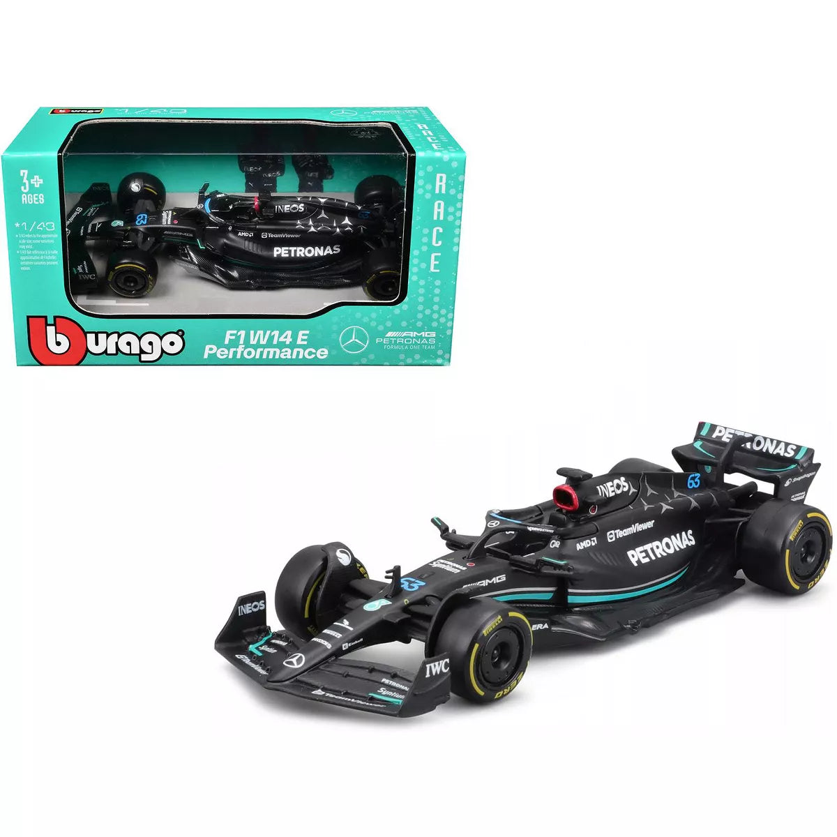 1:43 Mercedes AMG 2023 W14 Hamilton #44 Russell #63