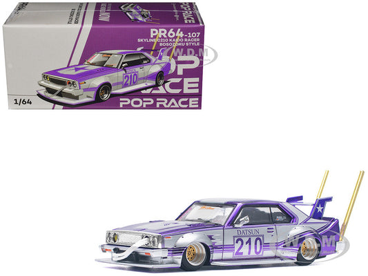 Pop Race 1:64 Skyline C210 Kaido Racer “Bosozoku Style” RHD #210 in purple and silver