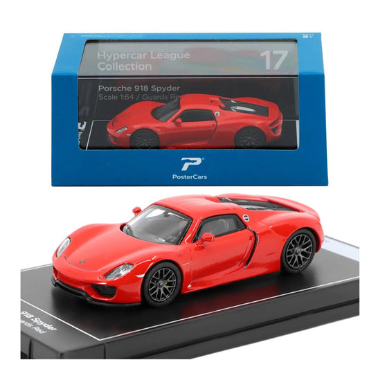 PosterCars 1:64 Porsche 918 Spyder – Guards Red – Acrylic Box Display | #H17