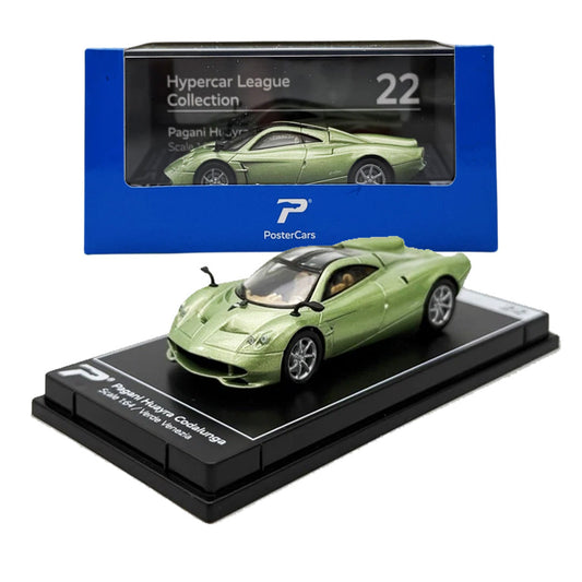 PosterCars 1:64 Pagani Huayra Codalunga – Green – Acrylic Box | Hypercar League Collection #22