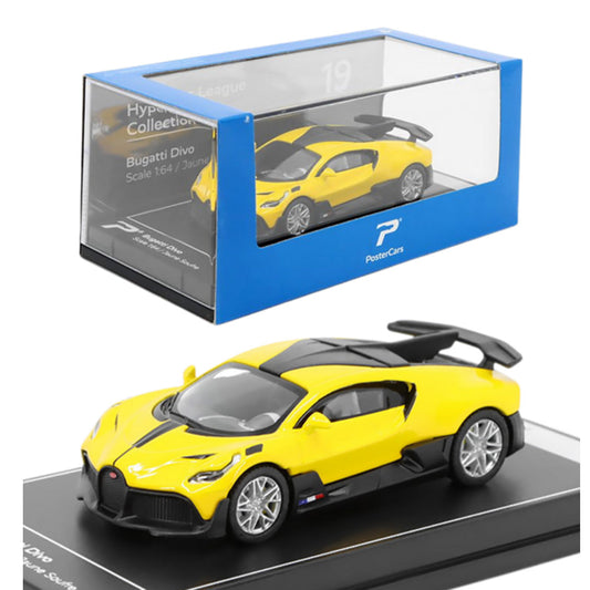 PosterCars 1:64 Bugatti Divo – Jaune Soufre – Acrylic Box | #H19