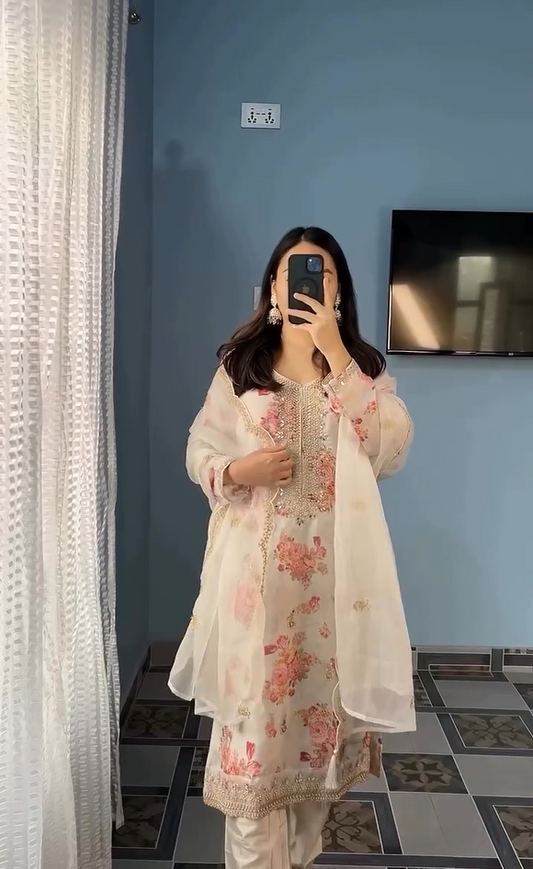 Designer Straight KurtI With Trousers Pant & Dupatta