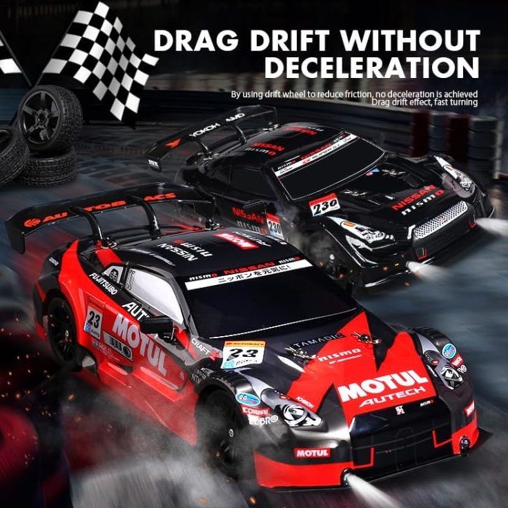 BRAWL ATHLETIX 2.4G 1:16 4WD Drift RC Toy Car(Black Nissan GTR)
