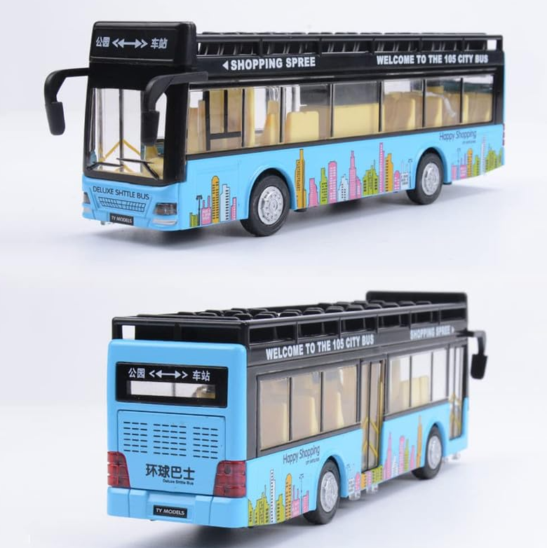 Diecast Metal Alloy London Bus With Light & Music - Open Door Collection Toy