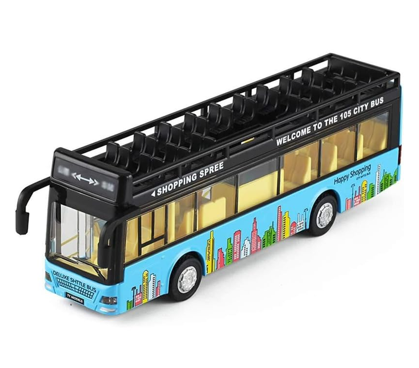 Diecast Metal Alloy London Bus With Light & Music - Open Door Collection Toy