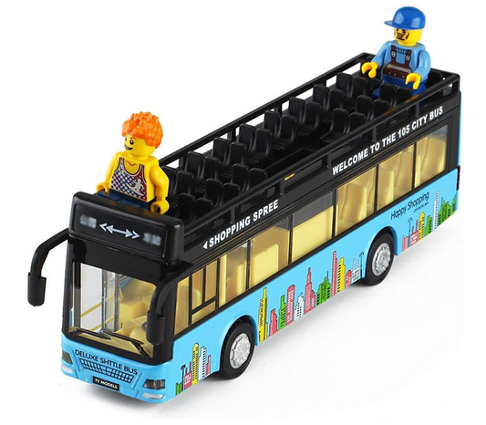 Diecast Metal Alloy London Bus With Light & Music - Open Door Collection Toy