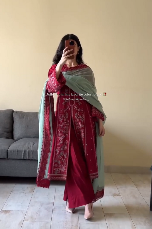 Womens Beautiful Kurti With Plazzo and Dupatta Set
