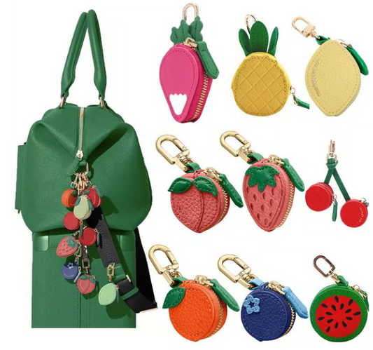 Cute Strawberry & Lemon Mini Coin Purse Charm-Jewelry & Earbuds – Lightweight Gift for Women, Teens & Kawaii Lovers