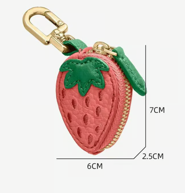 Cute Strawberry & Lemon Mini Coin Purse Charm-Jewelry & Earbuds – Lightweight Gift for Women, Teens & Kawaii Lovers
