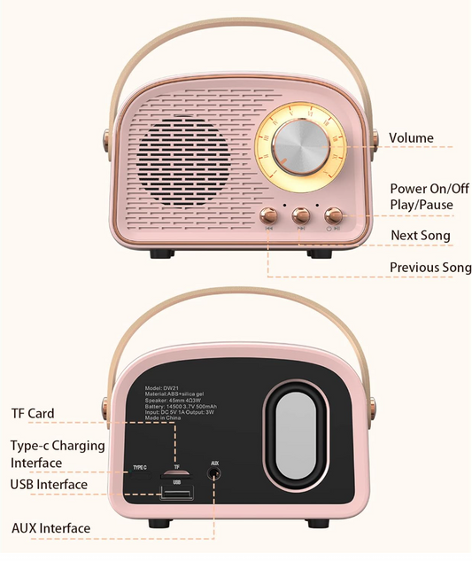 Aresrora Retro Bluetooth Speaker,Wireless Vintage Speaker, 5 Watts Outdoors Wireless Portable Bluetooth Speaker