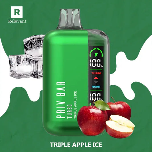 Priv Bar Turbo Disposable Vape – Triple Apple Ice 15000 Puffs
