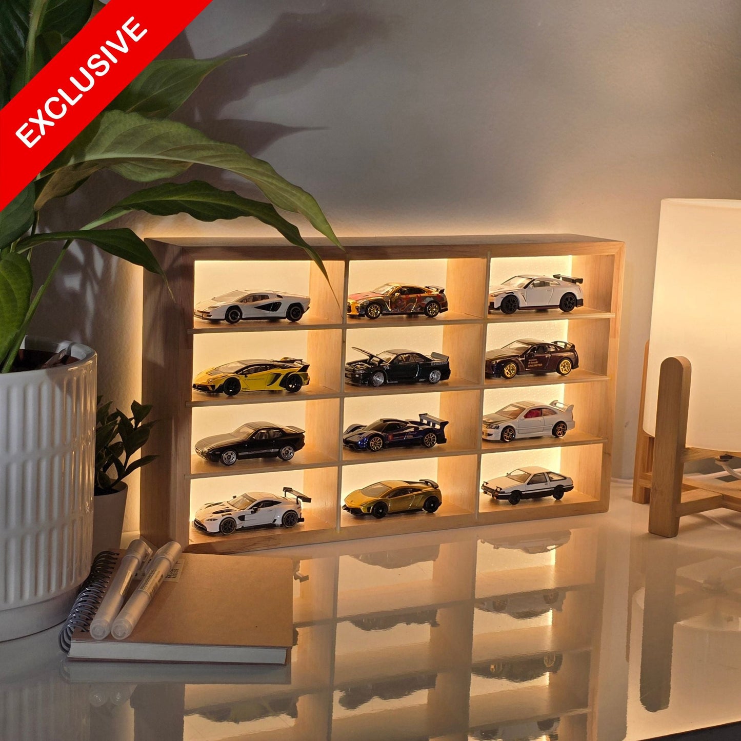 Exclusive Drop Wooden LED  Hot Wheels Organizer Don't Miss Out