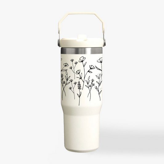 Customized FleurFlow Flipstraw Tumbler with Straw & Lid