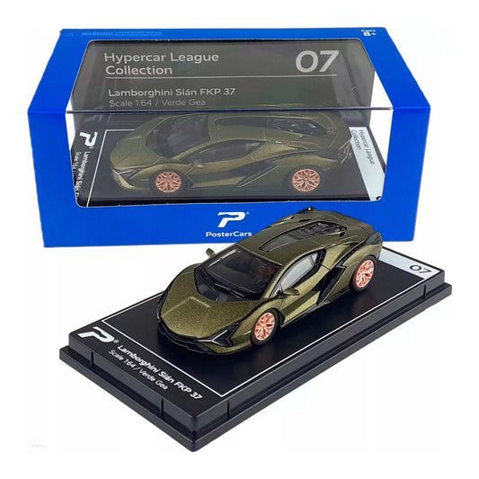 PosterCars 1:64 – Lamborghini Sián FKP 37 -07 (Verde Gea) with Acrylic Box | Hypercar League Collection