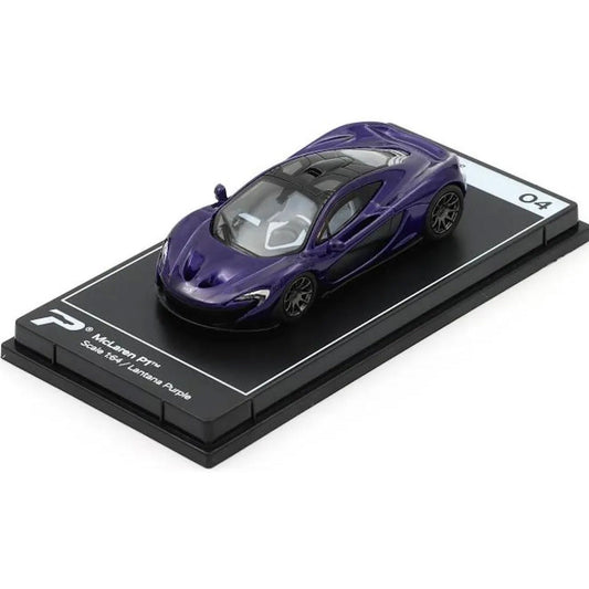 PosterCars H04 – McLaren P1 with Acrylic Box (Lantana Purple) 1:64 Diecast Car Model