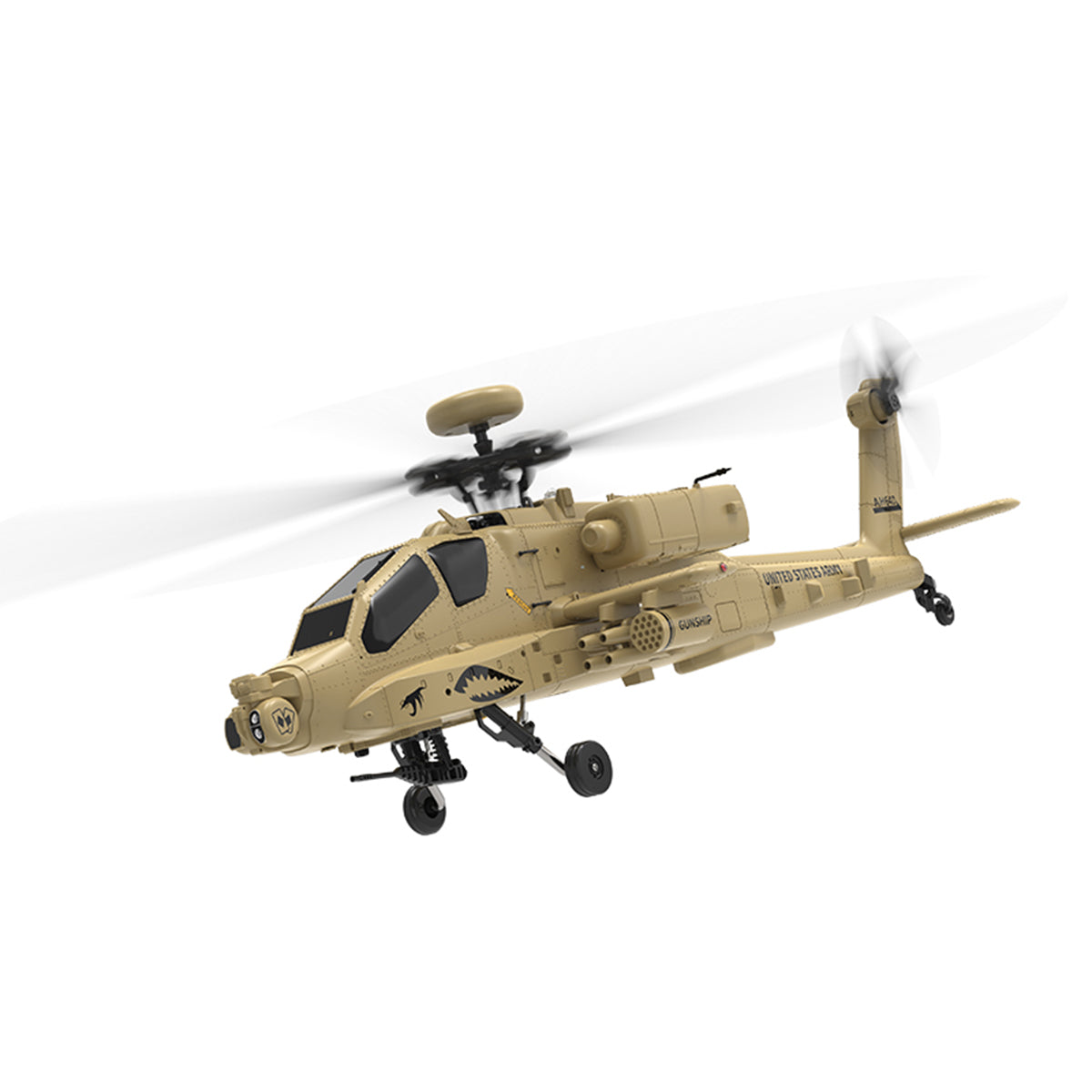 WOLFBUSH YUXIANG F11-N AH64 Apache 1/32 Scale RC Helicopter Model  - 2.4G 6CH Coaxial Dual Rotor 6G/3D with Optical Flow Altitude Hold (RTF Version/Desert Yellow)