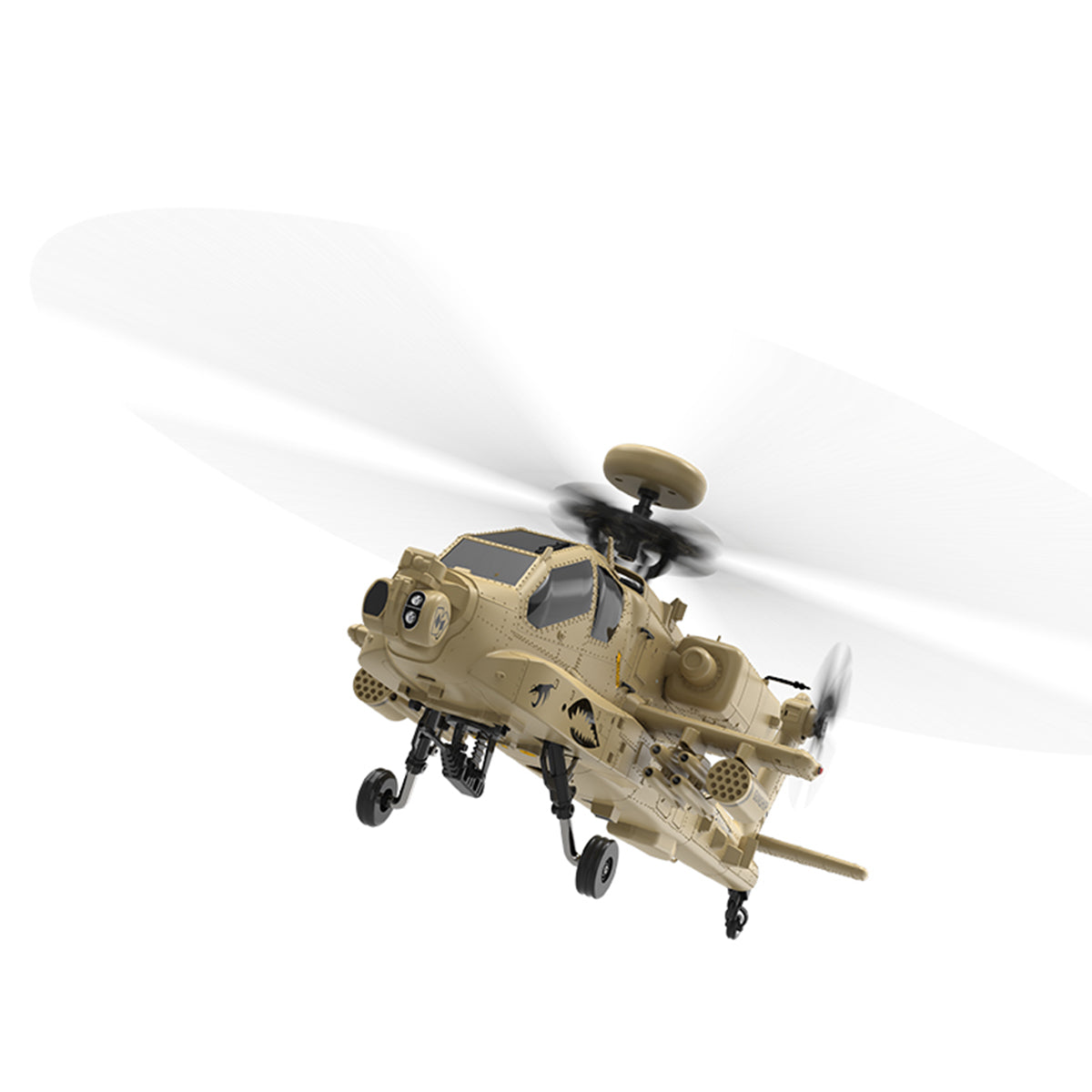 WOLFBUSH YUXIANG F11-N AH64 Apache 1/32 Scale RC Helicopter Model  - 2.4G 6CH Coaxial Dual Rotor 6G/3D with Optical Flow Altitude Hold (RTF Version/Desert Yellow)
