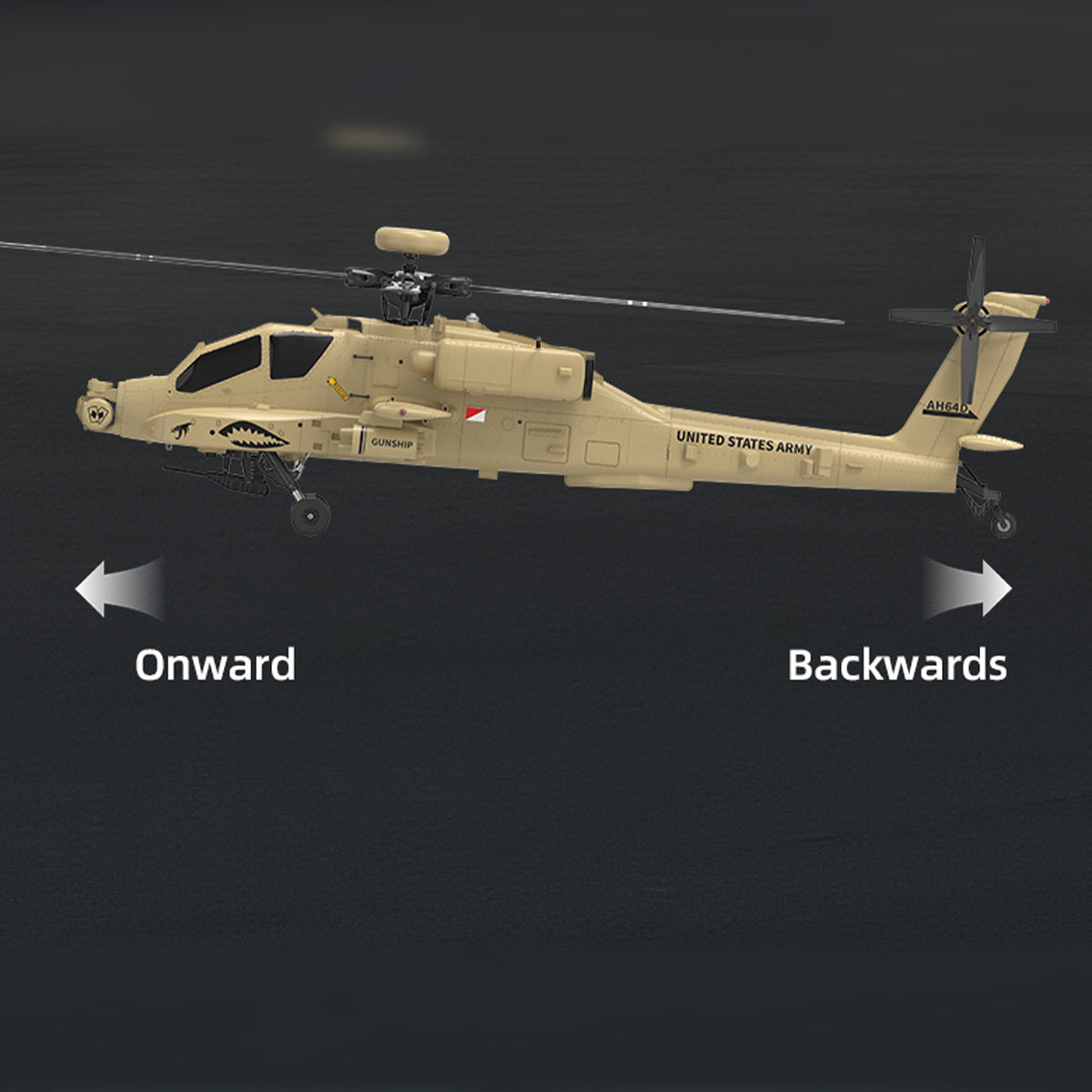 WOLFBUSH YUXIANG F11-N AH64 Apache 1/32 Scale RC Helicopter Model  - 2.4G 6CH Coaxial Dual Rotor 6G/3D with Optical Flow Altitude Hold (RTF Version/Desert Yellow)