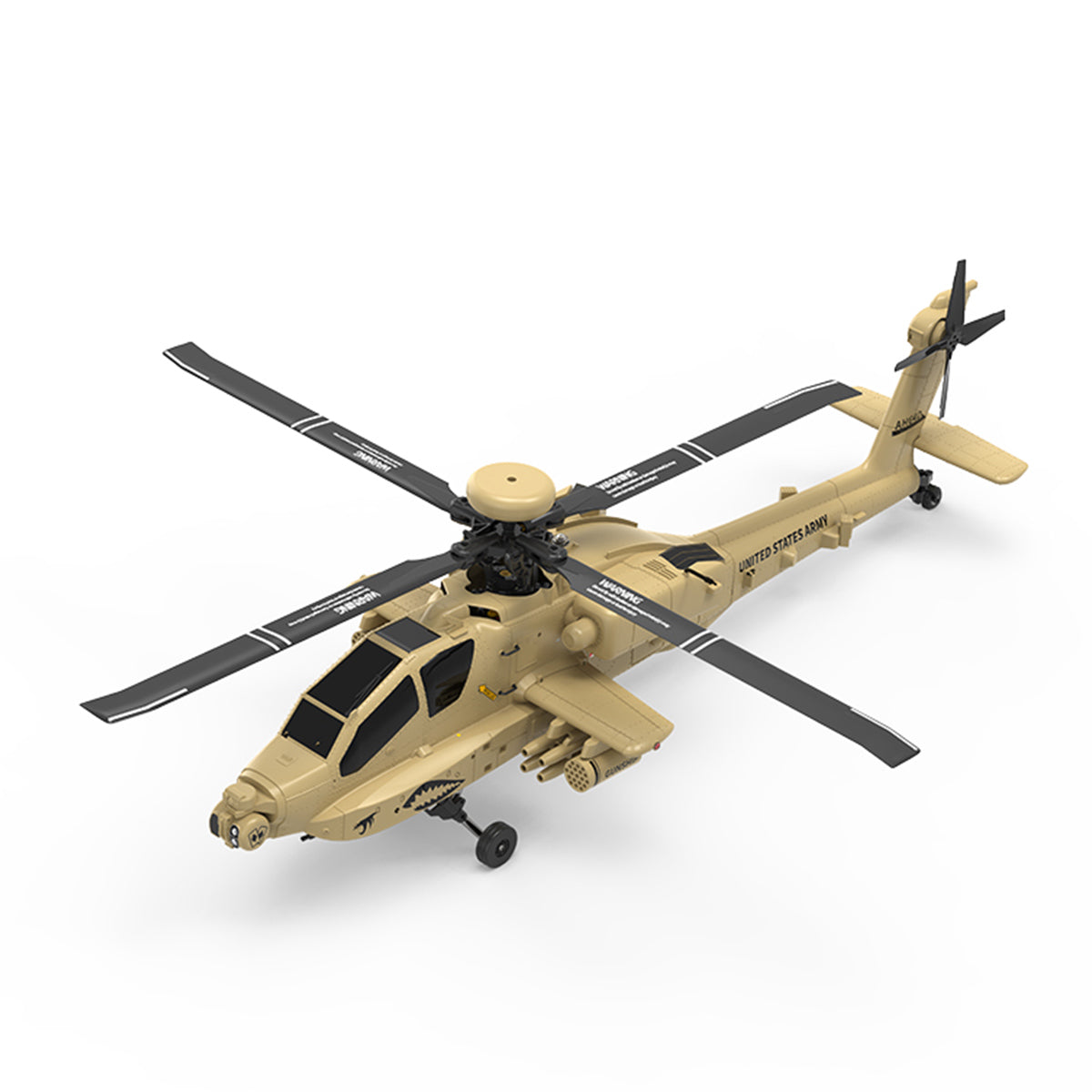 WOLFBUSH YUXIANG F11-N AH64 Apache 1/32 Scale RC Helicopter Model  - 2.4G 6CH Coaxial Dual Rotor 6G/3D with Optical Flow Altitude Hold (RTF Version/Desert Yellow)