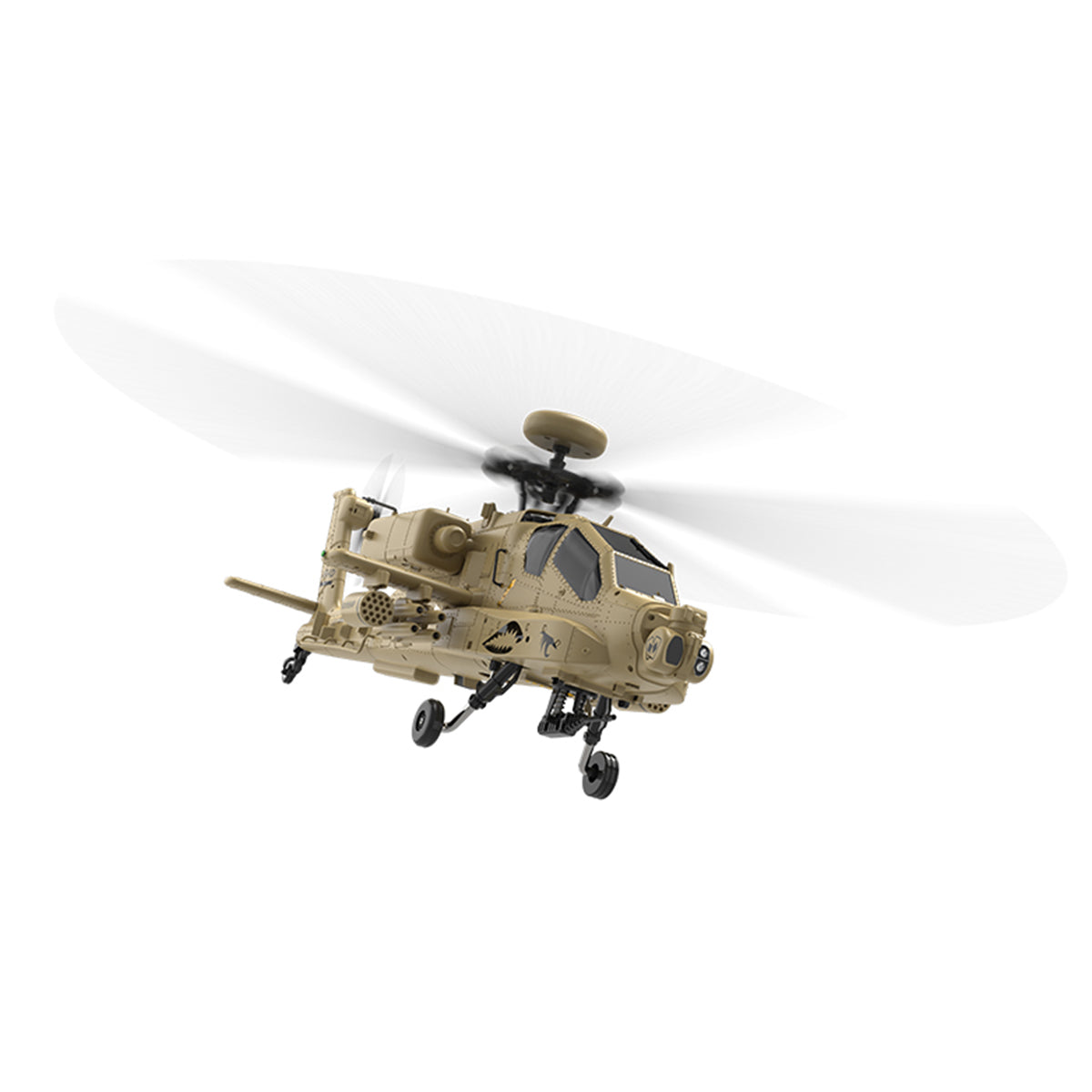 WOLFBUSH YUXIANG F11-N AH64 Apache 1/32 Scale RC Helicopter Model  - 2.4G 6CH Coaxial Dual Rotor 6G/3D with Optical Flow Altitude Hold (RTF Version/Desert Yellow)