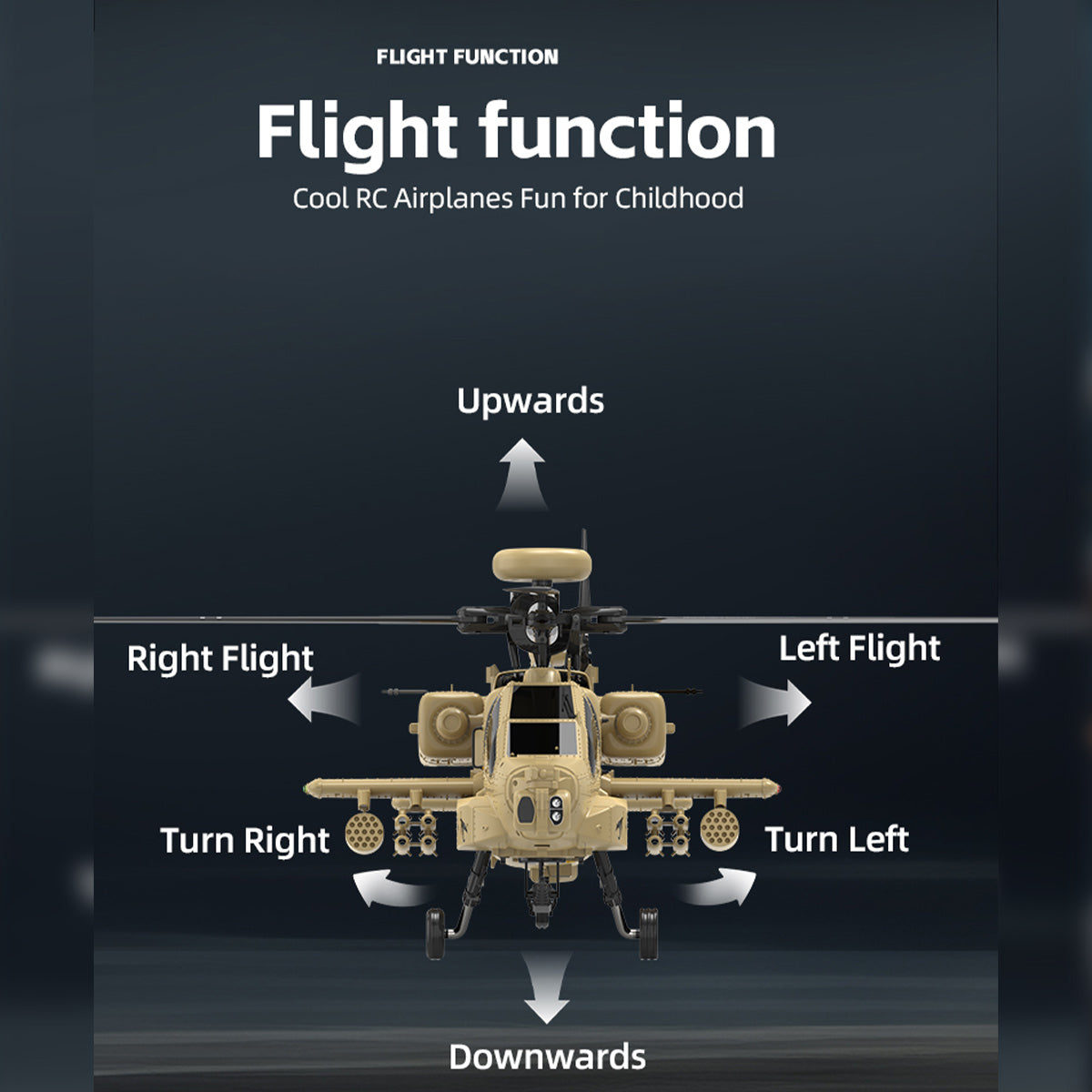 WOLFBUSH YUXIANG F11-N AH64 Apache 1/32 Scale RC Helicopter Model  - 2.4G 6CH Coaxial Dual Rotor 6G/3D with Optical Flow Altitude Hold (RTF Version/Desert Yellow)