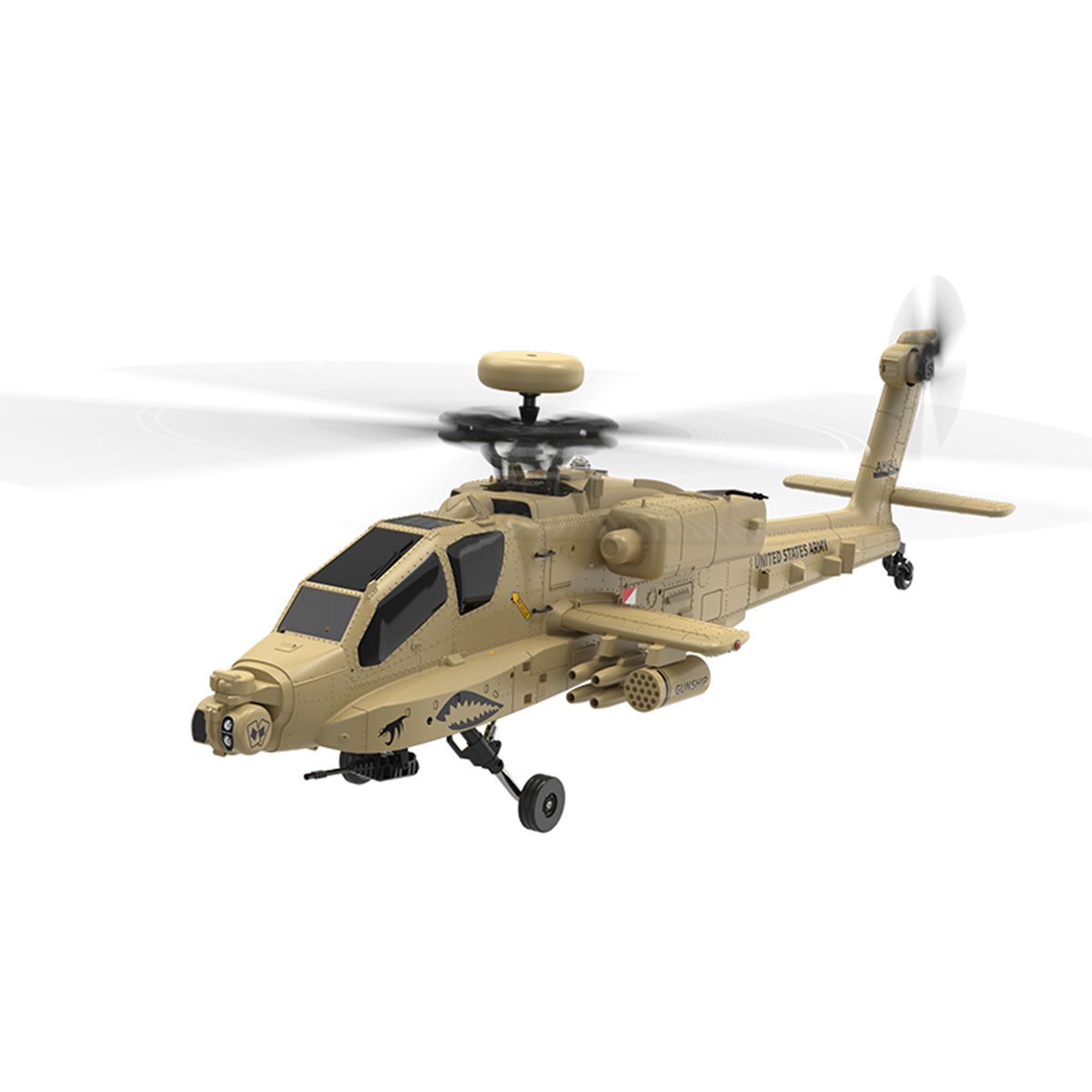 WOLFBUSH YUXIANG F11-N AH64 Apache 1/32 Scale RC Helicopter Model  - 2.4G 6CH Coaxial Dual Rotor 6G/3D with Optical Flow Altitude Hold (RTF Version/Desert Yellow)