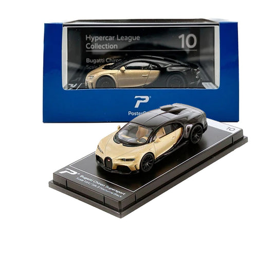 Postercars H10 Bugatti Chiron Supersport with Acrylic Box – Silk & Nocturne Black 1:64 Diecast Car Model