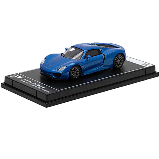 PosterCars 1:64 Porsche 918 Spyder – Sapphire Blue Metallic – Acrylic Box | #H18