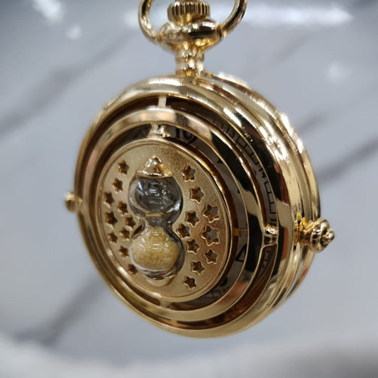 Harry Potter Golden Hermoine Time Turner Pocket Watch With Chain - (Big)