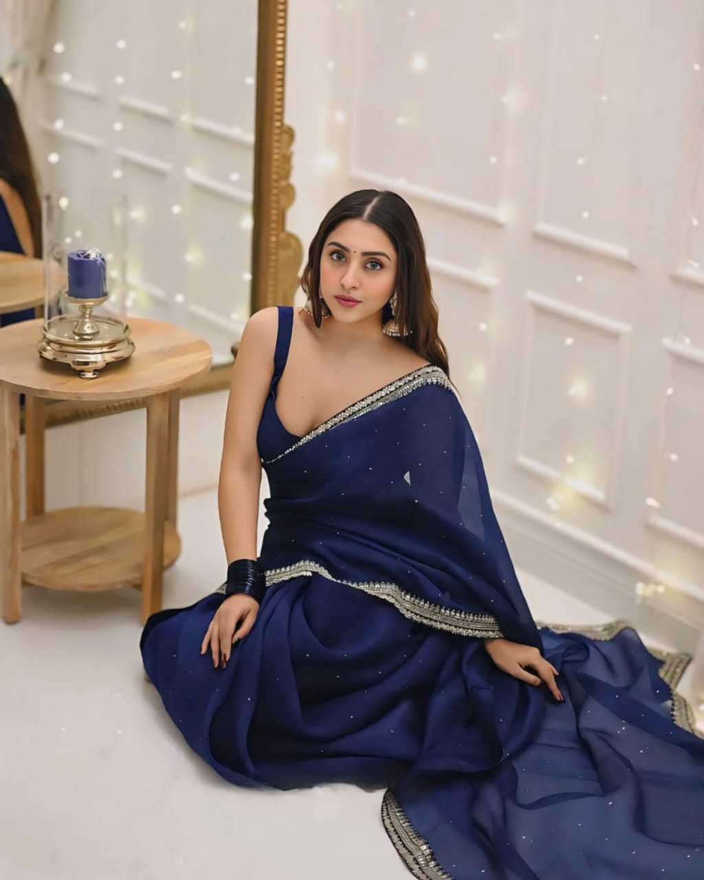 1 MIN READY TO WEAR PURE SOFT ORGANZA  SILK WITH BEAUTIFUL DIAMOND WORK