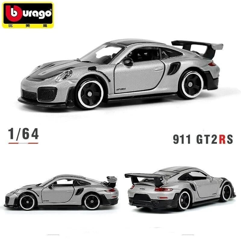 Official Bburago Porsche 911 GT2 RS Grey - 1 : 64 Diecast Scale Model