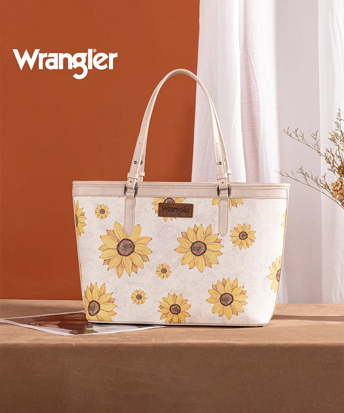 Sunflower Print Wide Tote Bag