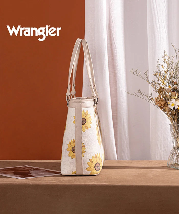 Sunflower Print Wide Tote Bag