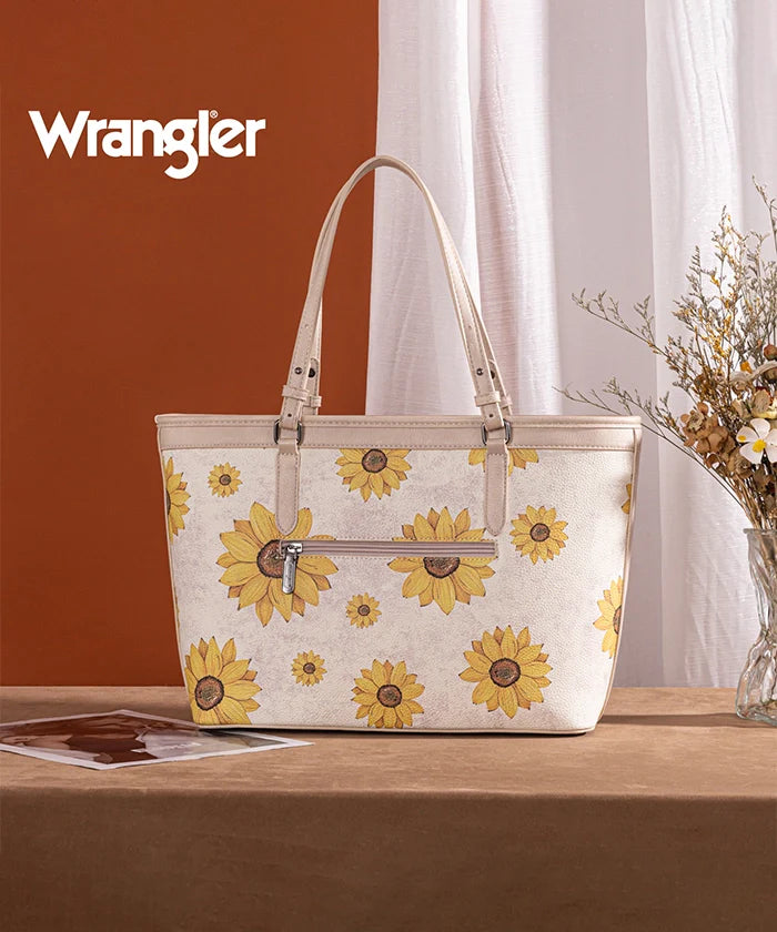 Sunflower Print Wide Tote Bag