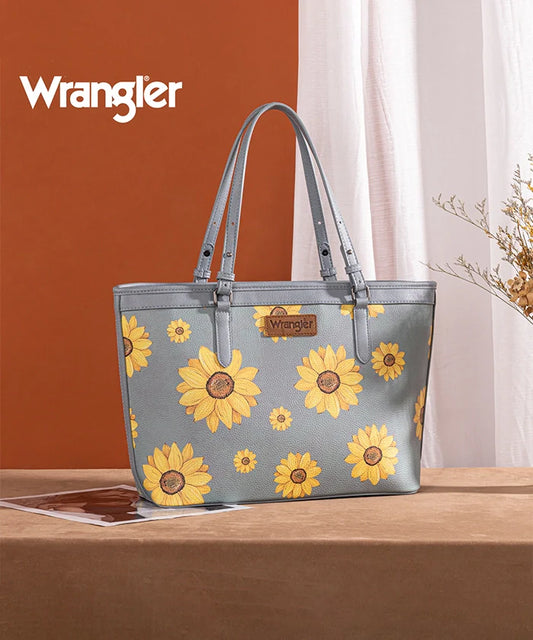 Sunflower Print Wide Tote Bag