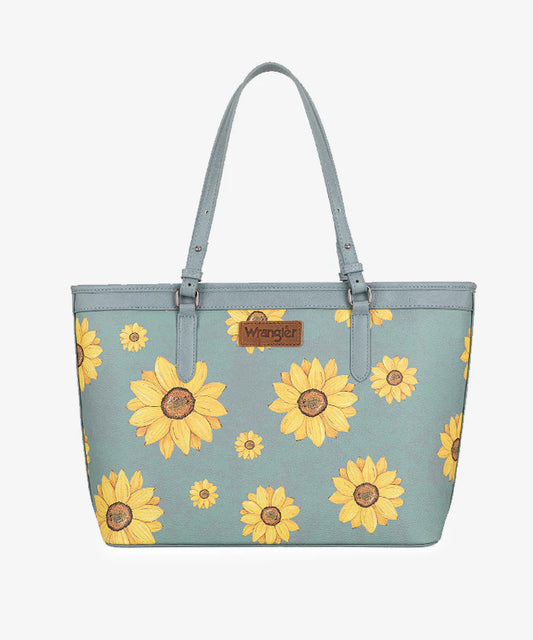 Sunflower Print Wide Tote Bag
