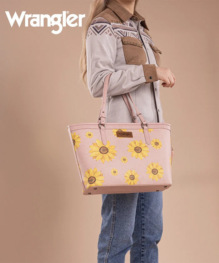 Sunflower Print Wide Tote Bag